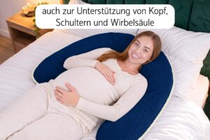 Stillkissen XXL 170 cm in U-Form - Schwangerschaftskissen & Seitenschläferkissen mit dekorativer Paspel