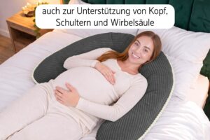 Stillkissen XXL 170 cm in U-Form - Schwangerschaftskissen & Seitenschläferkissen mit dekorativer Paspel