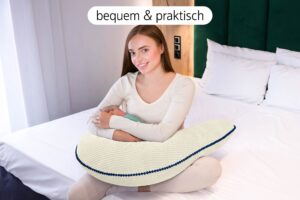 Stillkissen XXL 170 cm in U-Form - Schwangerschaftskissen & Seitenschläferkissen mit dekorativer Paspel