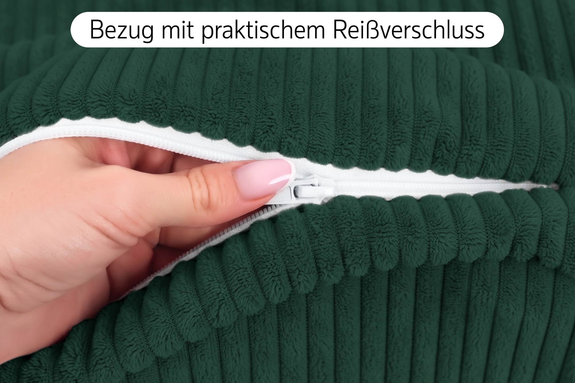 Nackenrollenbezug 15x40 cm mit Kontrastpaspel - Ersatzbezug für Nackenrolle, Bettrolle und Kissenrolle