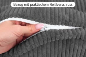 Nackenrollenbezug 15x40 cm mit Kontrastpaspel - Ersatzbezug für Nackenrolle, Bettrolle und Kissenrolle