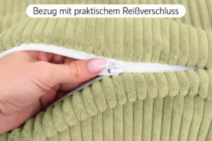 Nackenrollenbezug 15x40 cm mit Kontrastpaspel - Ersatzbezug für Nackenrolle, Bettrolle und Kissenrolle