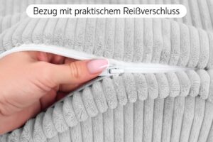 Nackenrollenbezug 15x40 cm mit Kontrastpaspel - Ersatzbezug für Nackenrolle, Bettrolle und Kissenrolle